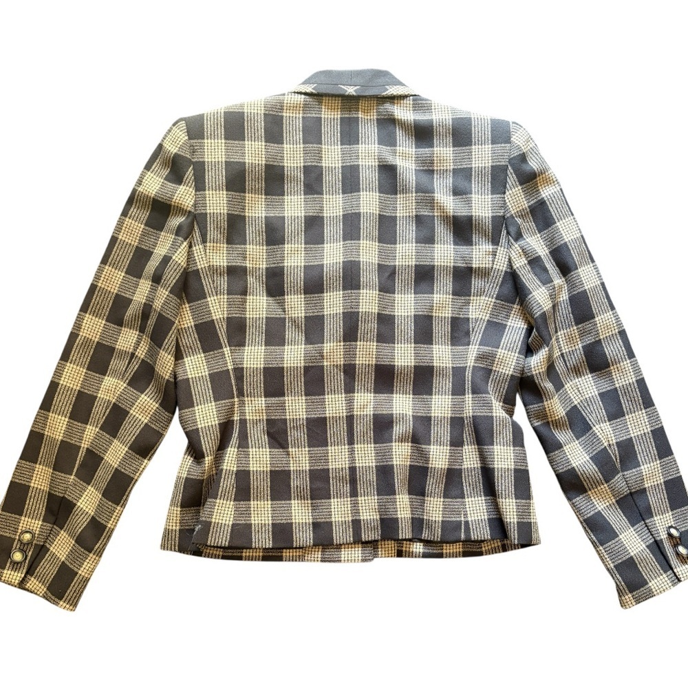 Atrium Collection Blazer Women 6 Brown Plaid Shawl Lapel Vintage Made‎ in USA - Picture 2 of 7